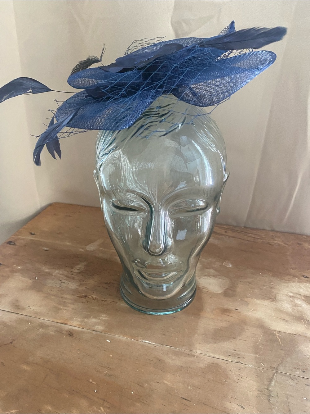 Navy Blue Feathered Fascinator Headpiece - Elegant Millinery Accent